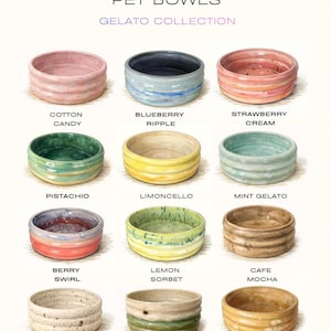 May include: A selection of Ripple Pet Bowls in a range of gelato-inspired colours. The bowls are circular with a ribbed design, featuring shades such as Cotton Candy, Blueberry Ripple, and Strawberry Cream. Text reads "Ripple PET BOWLS GELATO COLLECTION".