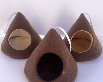 Chocolate Kiss Pet Hideout – Cozy Fleece Small Animal Nest, Rat Burrow Bag