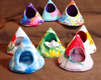 Cozy "Sugar Pod" Pet Hideout – Small Animal House -  Guinea Pig, Rat, Hamster Bed - Soft, Structured Candy Kiss Cave Retreat - Handmade