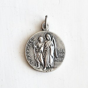 Double Sided - Saint Raphael the Archangel - Angel - Medal - Pendant - San Rafael - Angeles - Angels - Alpacca - Alpaca