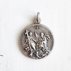 Double Sided - Holy Trinity Medal and Holy Spirit - Pendant - Medalla - Espiritu Santo - Trinidad Santa - Alpacca - Alpaca