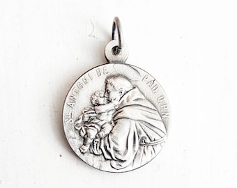 Saint Anthony of Padua and Saint Francis of Assisi Double Sided Medal - Pendant - San Francisco - San Antonio - Alpacca - Alpaca