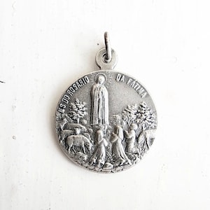 Our Lady of Fatima and Sacred Heart Medal - Pendant - Alpacca - Alpaca Silver