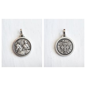 7/8" Saint Joan of Arc -  Antique Silver - Pendant