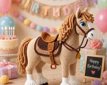 Amigurumi Horse Crochet Pattern PDF, Pony Plush Tutorial, Farm Animal Toy (Digital Download)