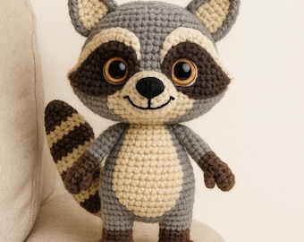 Patrón de amigurumi de mapache a crochet: Peluche fácil de hacer (Descarga en PDF)