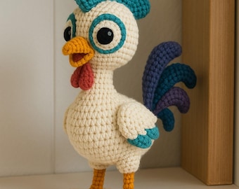 Crochet Rooster Amigurumi PDF Pattern, Farm Animal Toy, Nursery Decor (Digital Download)