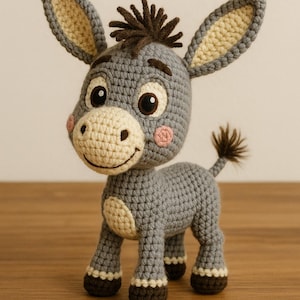 Patrón Amigurumi Burro a Ganchillo: Juguete DIY Fácil (Patrón PDF)