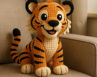 Easy Crochet Tiger Amigurumi Pattern for Beginners – Cute Plush Toy Tutorial, Step-by-Step PDF, Handmade DIY Gift Idea