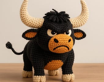 Haakpatroon Angry Bull: eenvoudige amigurumi-pdf voor beginners