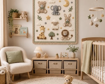Crochet Safari Animal Baby Blanket Pattern, Nursery Throw PDF