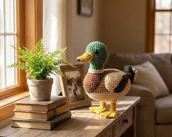 Crochet Duck Amigurumi, Handmade Stuffed Duck Toy, Nursery Decor, Baby Shower Gift