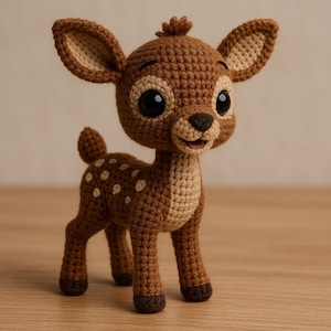 Crochet Baby Deer Amigurumi Pattern PDF, Easy Beginner Friendly Woodland AnimalToy, DIY Cute Fawn Plush Tutorial