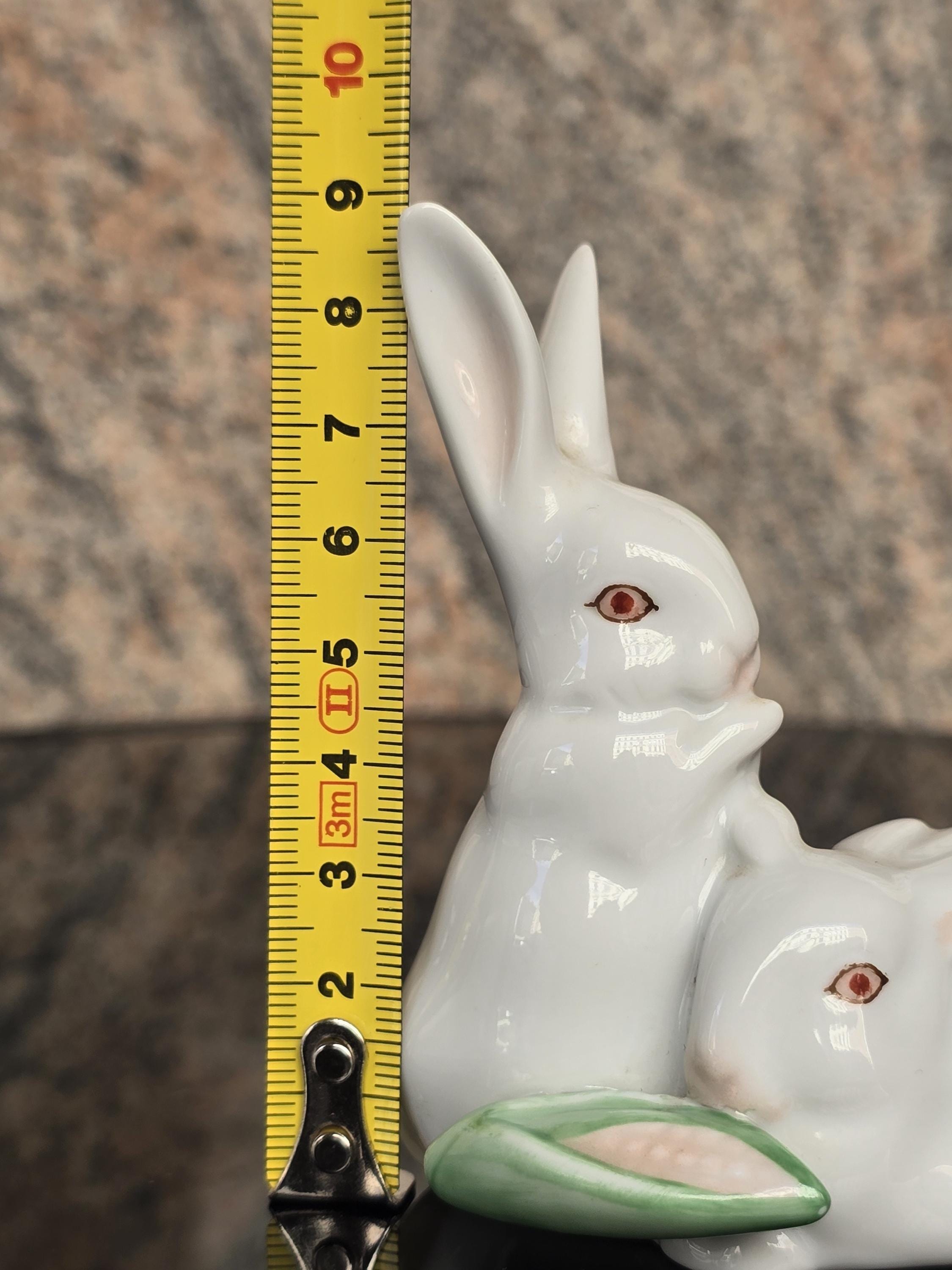Herend Hungary Handpainted Rabbits Figurine | Two Bunnies in One
