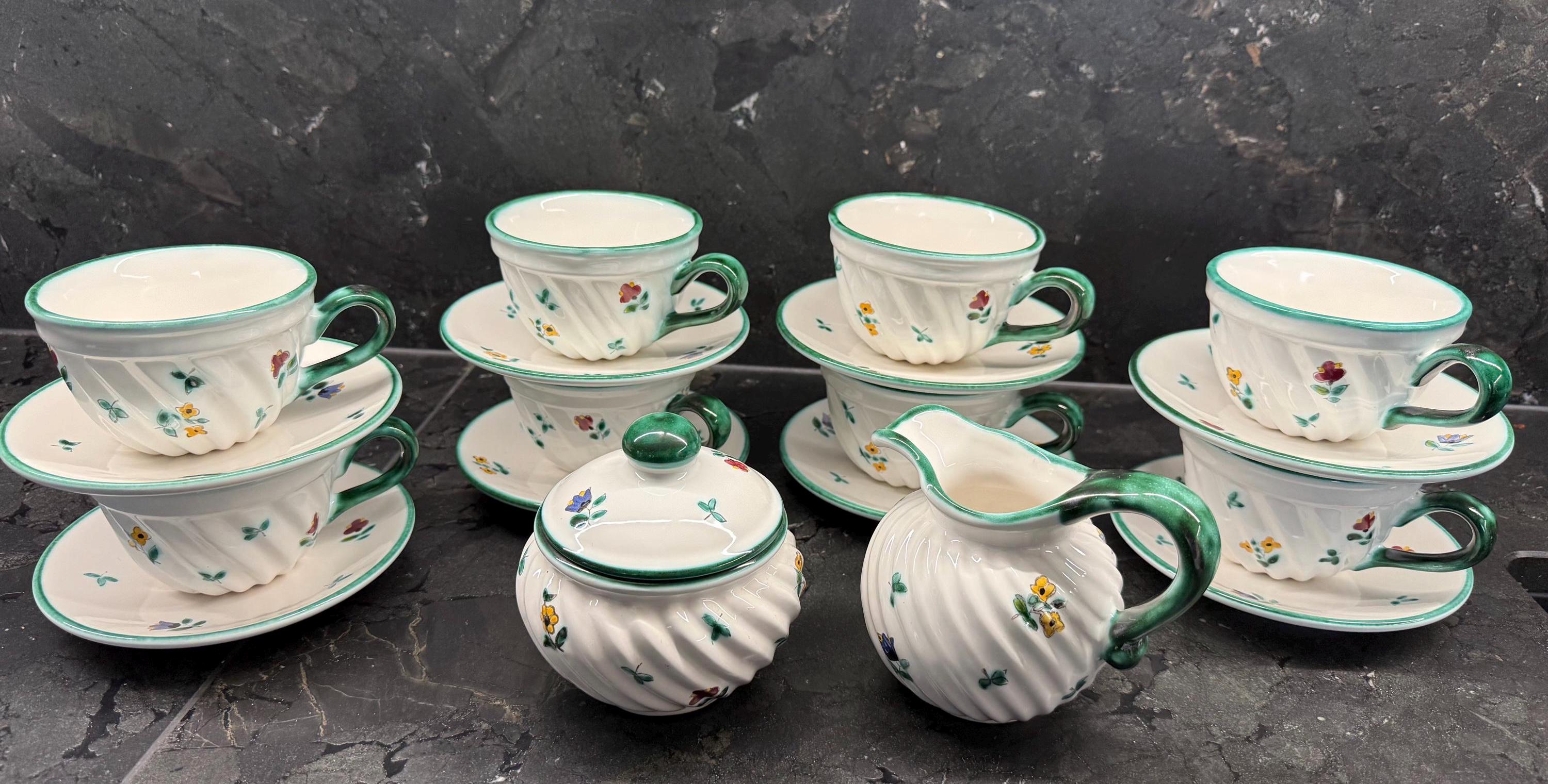 Gmundner Ceramics “scattered Flowers” 6-cup Coffee Set | Hand