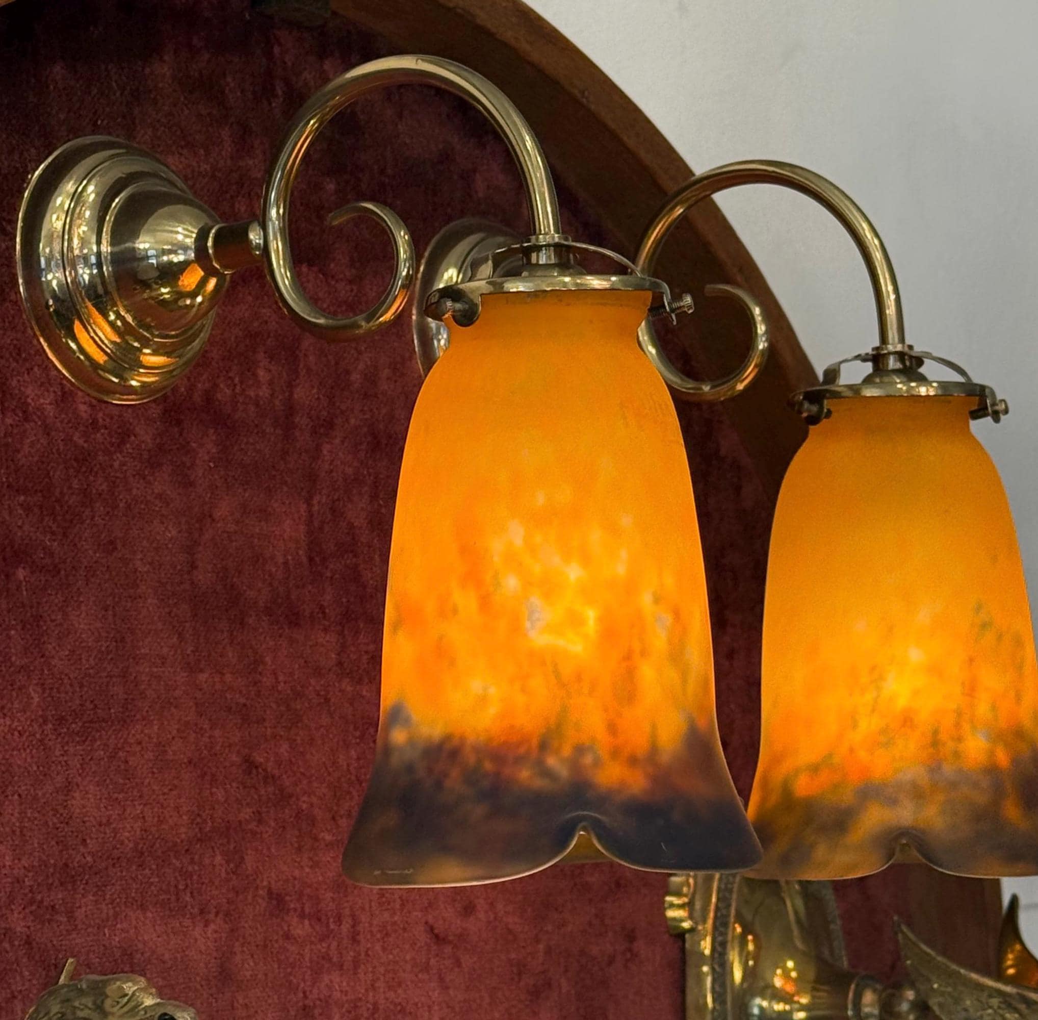 値下げ！Muller Frères Lunéville ミュラー兄弟 Pair of Muller Frères Luneville Art Nouveau Wall Sconces, C. 1910