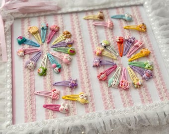 Set of 4 Kawaii Hair Clips Sanrio Style Accessories 3D Resin Hair Pins Decora Fashion Cute Animal Barrettes 4pcs