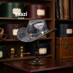 Ręcznie robiony skórzany kapelusz fedora z nadrukiem węża, autentyczny kapelusz westernowy, akcesorium unisex