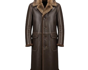 Gabardina de cuero genuino para hombre, abrigo de invierno con forro de piel