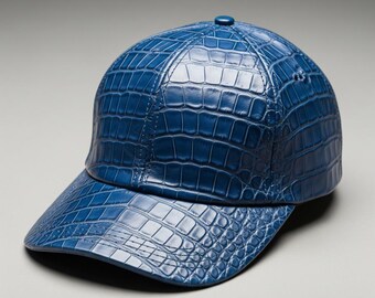Handmade Crocodile Embossed Leather Cap Luxury Streetwear Adjustable Reptile Skin