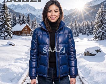 Handgemaakte leren pufferjas voor dames | Gewatteerde winterjas van echt leer | Luxe bovenkleding
