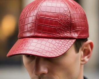 Genuine Crocodile Leather Cap Exotic Alligator Skin Adjustable Fit