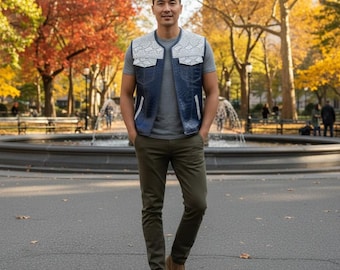 Crocodile Embossed Leather Vest for Men Vintage Western Style Vest Custom Biker Outfit