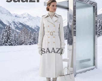 Handgemaakte trenchcoat van echt leer | Designer lange winterjas