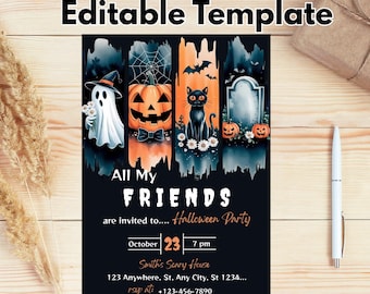 Editable Halloween Birthday Invitation, Halloween Ghost Invitation, Spooktacular Ghost Party Invitation, Halloween Birthday Ghost Party Card