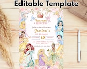 Princess Birthday Four-ever Invitation Princess Invitation Princess Party Invitation Girl Princess Invite Gold Pink EDITABLE Instant Digital