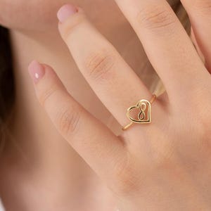 14K Solid Gold Heart Infinity Ring – Dainty Minimalist Jewelry