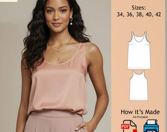Patrón de costura para blusa / Top de mujer (Descarga en PDF) / B29