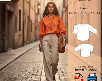 Blouse Pattern | Sewing Pattern |Top Sewing Pattern | Women Sewing Pattern | PDF sewing Pattern Download | Modern Blouse 12