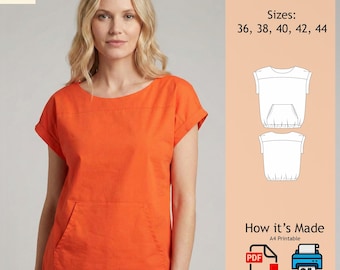 Patrón de costura para blusa / Top de mujer (Descarga en PDF) / B26