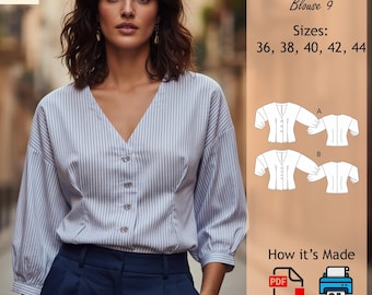 Blouse Pattern | Sewing Pattern |Top Sewing Pattern | Women Sewing Pattern | PDF sewing Pattern Download | Blouse 9