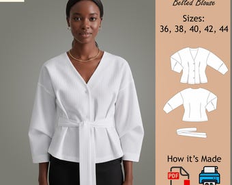 Blouse Pattern | Sewing Pattern |Top Sewing Pattern | Women Sewing Pattern | PDF sewing Pattern Download