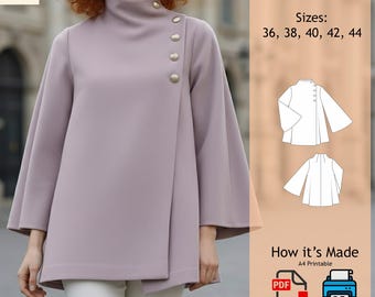 Mantel Schnittmuster, Mantel pdf, Download Pdf, Modell Mantel 2