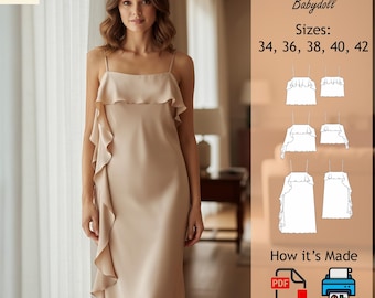 Babydoll Top Sewing Pattern | Ruffle Slip Dress (PDF Pattern)