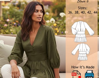 Blouse Pattern | Sewing Pattern |Top Sewing Pattern | Women Sewing Pattern | PDF sewing Pattern Download | Blouse 6
