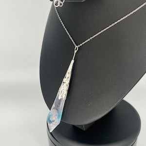 Handmade Resin Crystal Pendant Necklace: Light Blue & Pink - Vaiglas Designs