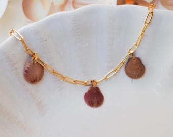 Gold  Seashell Charm Bracelet