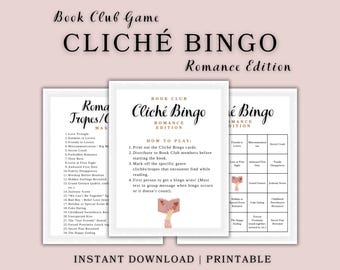 Boekenclubspel | Romantiek bingospel | Leesclub | Afdrukbaar leesspel | Leesuitdaging | Boekenclubactiviteiten | Direct downloaden