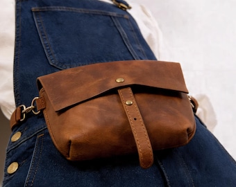 Marsupio da donna personalizzato in vera pelle, marsupio regolabile fatto a mano da indossare in vita o a tracolla, marsupio da viaggio per telefono, marsupio minimalista