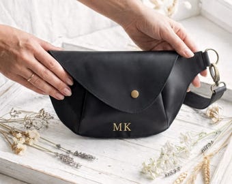 Riñonera de cuero, bolso de cinturón personalizado, bolso de cintura hecho a mano con correa ajustable, bolso cruzado de viaje, bolso de regalo para festivales.