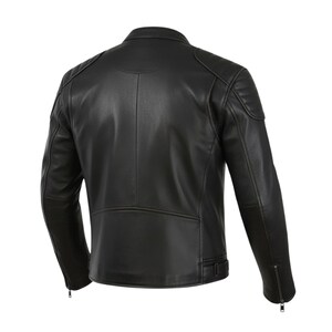 Jaqueta masculina preta de couro legítimo estilo Café Racer, feita à mão. imagem 3
