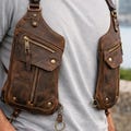 Real Leather Shoulder Holster Bag for Men and Women, Handmade Zipper Harness Bag,  Travel and Festival Bag,Gift for Her and Him. product logo