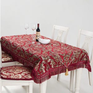 Tovaglia di lusso europea in ciniglia jacquard – Copritavolo rettangolare