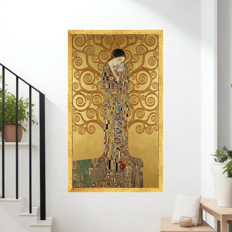 Gustav Klimt Tree of Life Canvas, Gold Art Nouveau Wall Art, Decorative ...