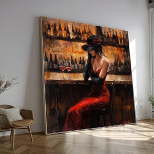 wine with lady in dress Red background italian greeting
