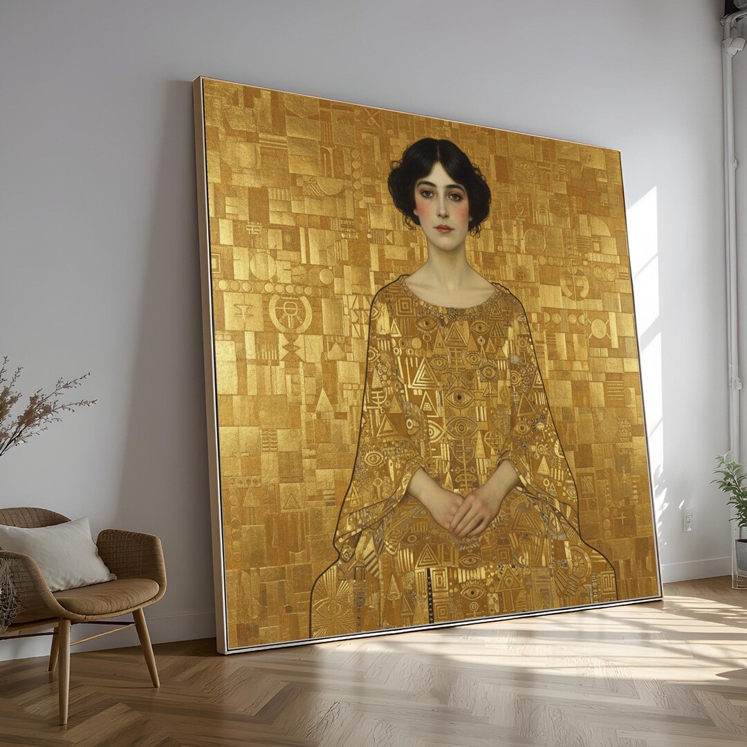 Gustav Klimt Style Golden Portrait Canvas, Art Nouveau Wall Art ...